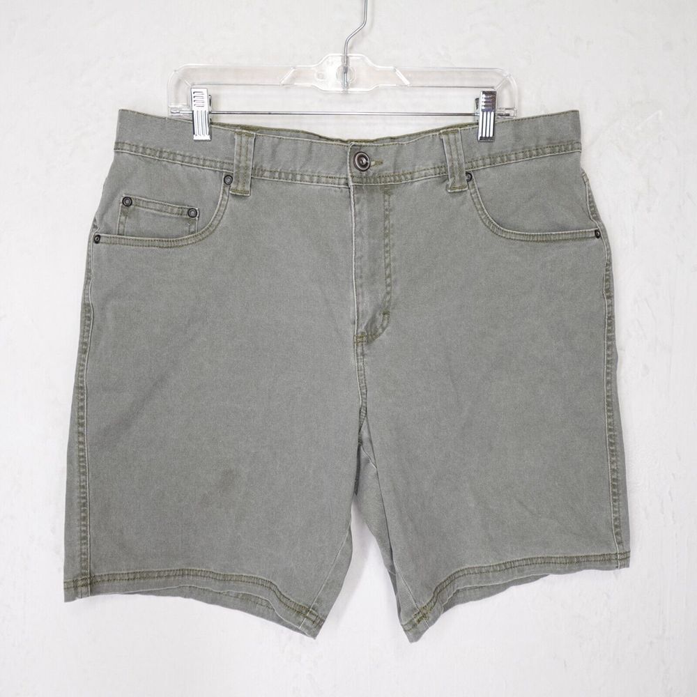 RedHead Shorts Mens 38 Grayish‎ Green Stretch Cotton 5 Pocket Rugged 8" Inseam